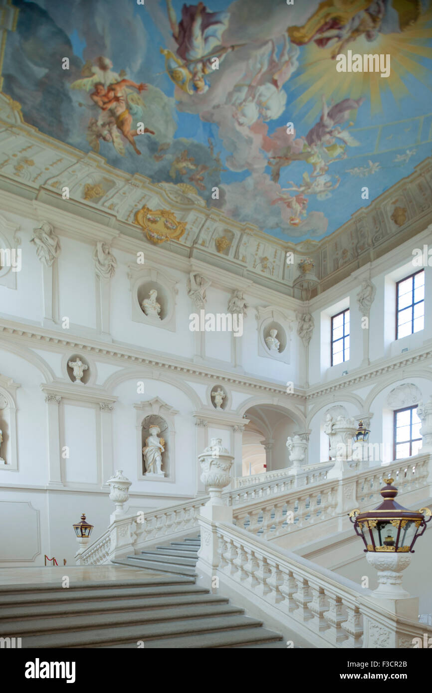 Österreich, Niederösterreich, Krems, Stift Göttweig sterben Kaiserstiege Erhebt Sich Über Drei Geschoße Und Wurde 1739 von Paul Tro Stockfoto