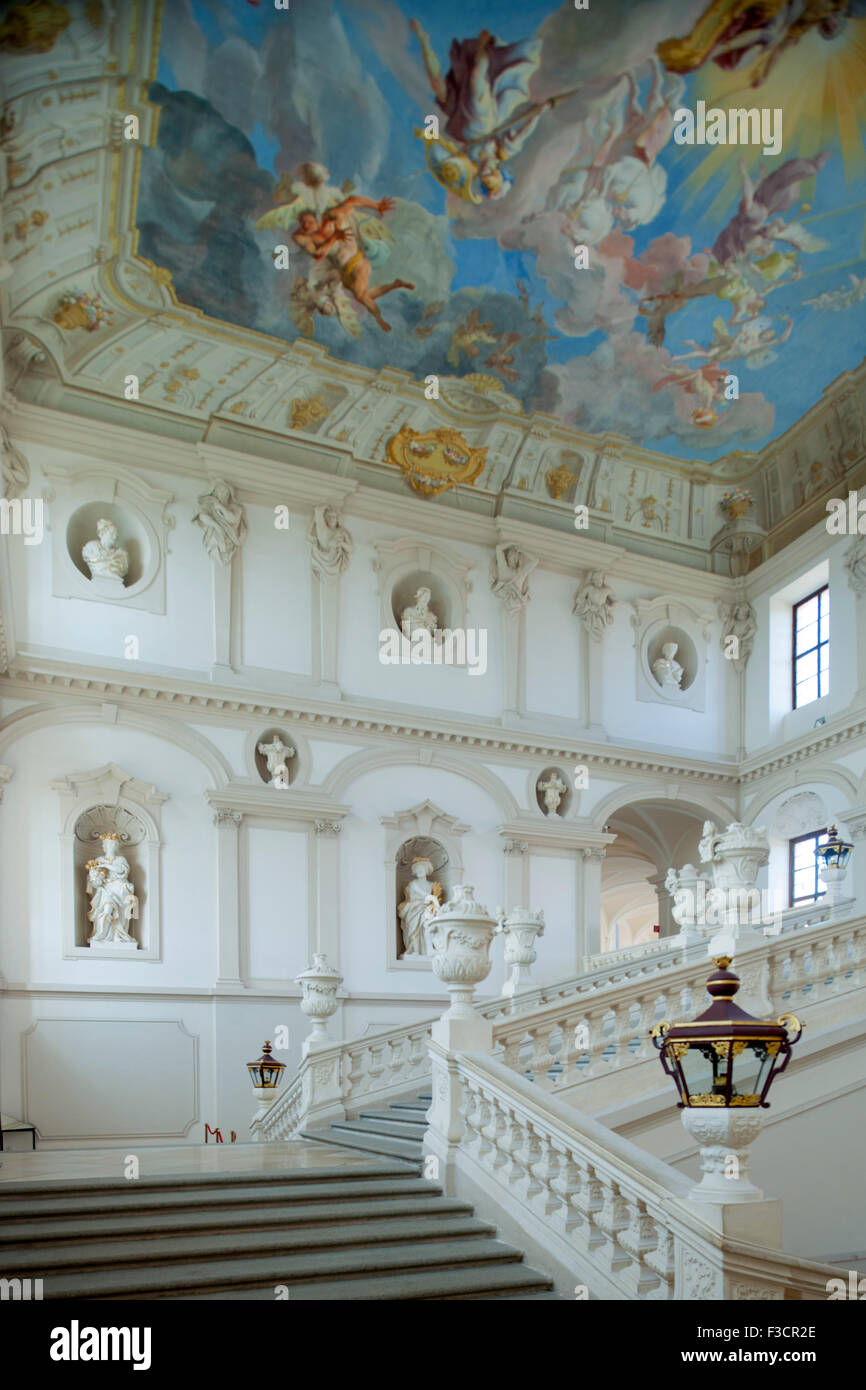 Österreich, Niederösterreich, Krems, Stift Göttweig sterben Kaiserstiege Erhebt Sich Über Drei Geschoße Und Wurde 1739 von Paul Tro Stockfoto