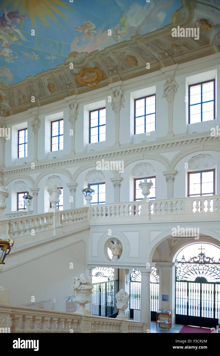 Österreich, Niederösterreich, Krems, Stift Göttweig sterben Kaiserstiege Erhebt Sich Über Drei Geschoße Und Wurde 1739 von Paul Tro Stockfoto