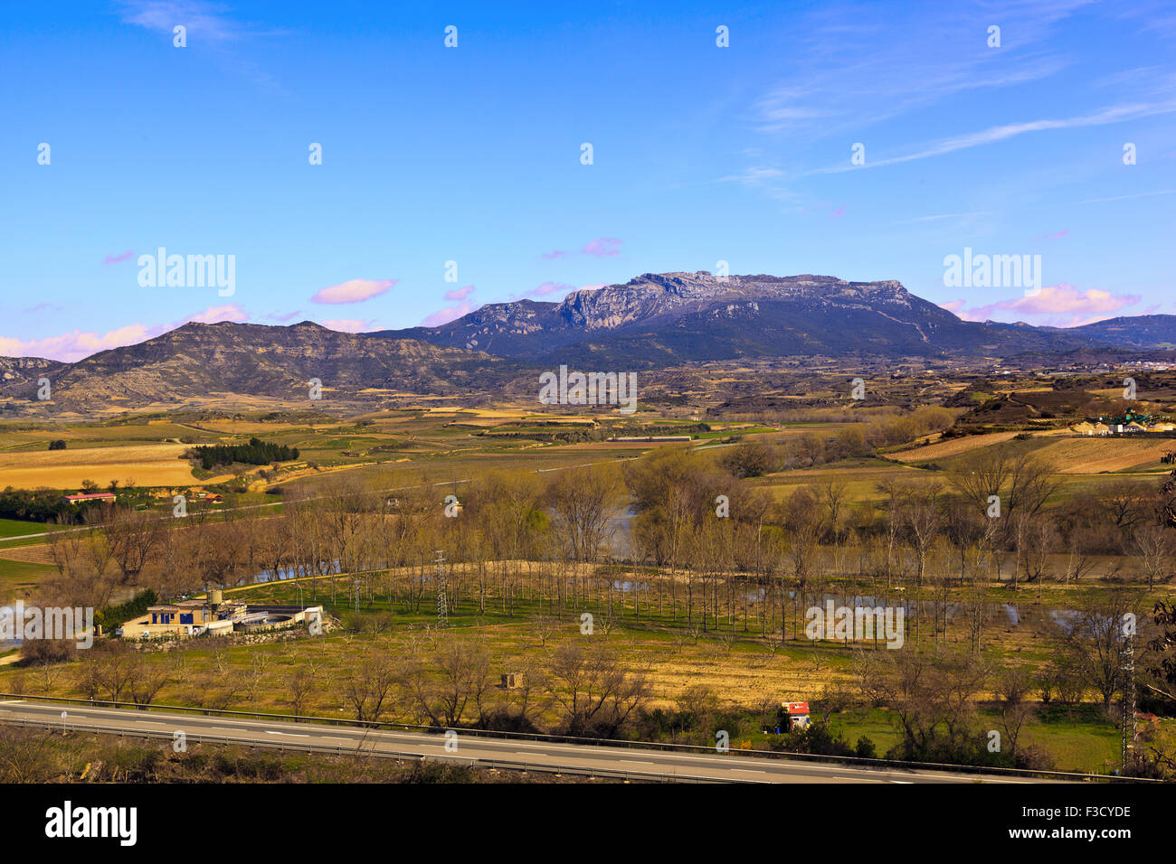 Blick über den Ebro-Tal von Haro Stockfoto