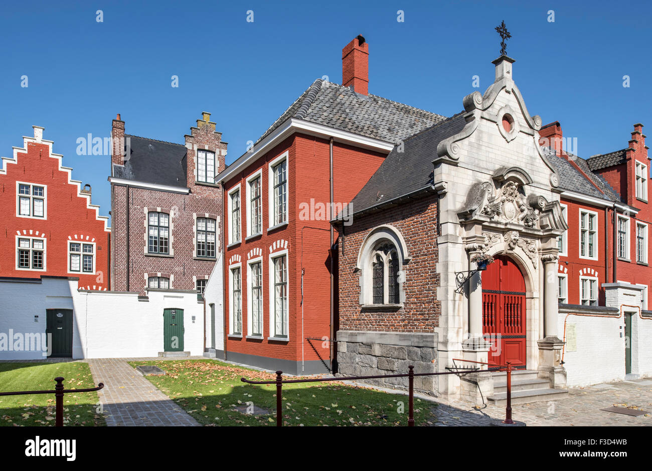 Der kleine Beginenhof Het Klein Begijnhof / Deltacup Ter Hooyen / unsere Liebe Frau von Hooie / Our Lady Ter Hooyen in Gent, Belgien Stockfoto