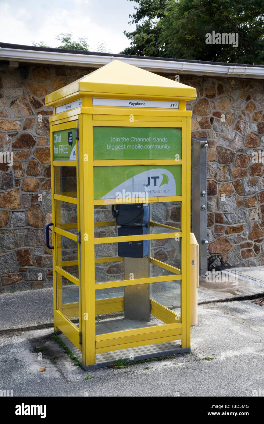 Jersey gelbes Telefon kiosk Stockfoto