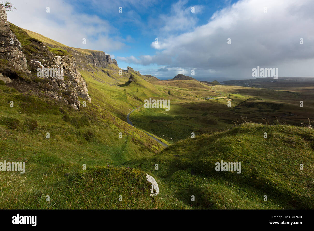 Der Quiraing in der Trotternish Ridge auf der Isle Of Skye, Schottland. Stockfoto