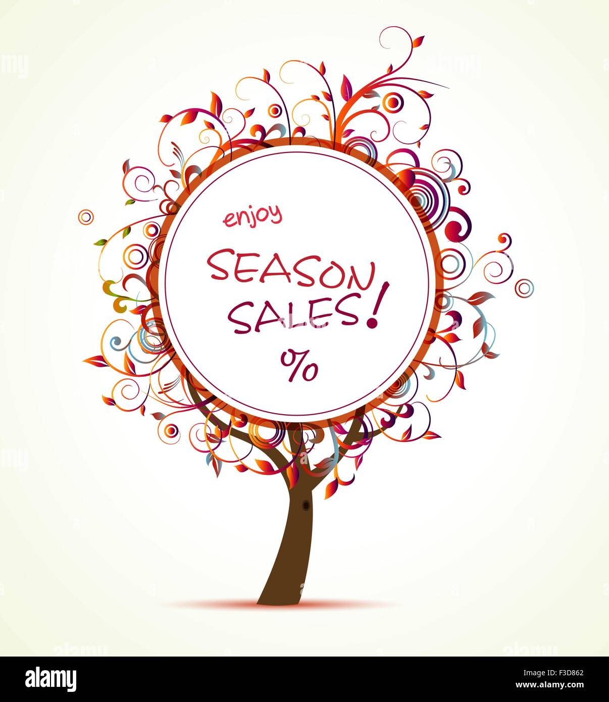 Vektor, Baum, Herbst, Herbst, Verkauf, Blumen, Banner Stock Vektor