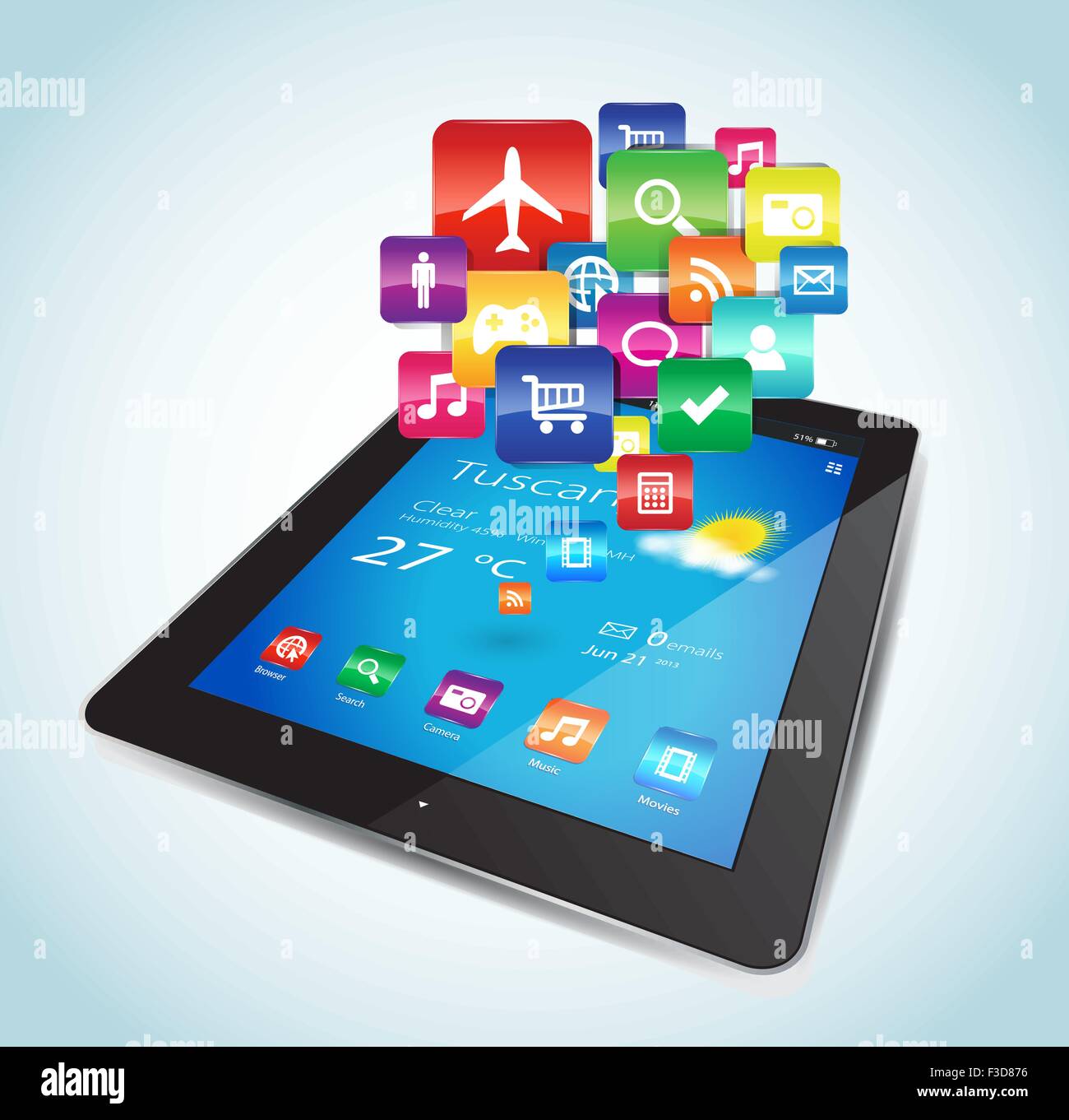 Vektor, Tablet, App, Icon, Internet, Web, Social Stock Vektor