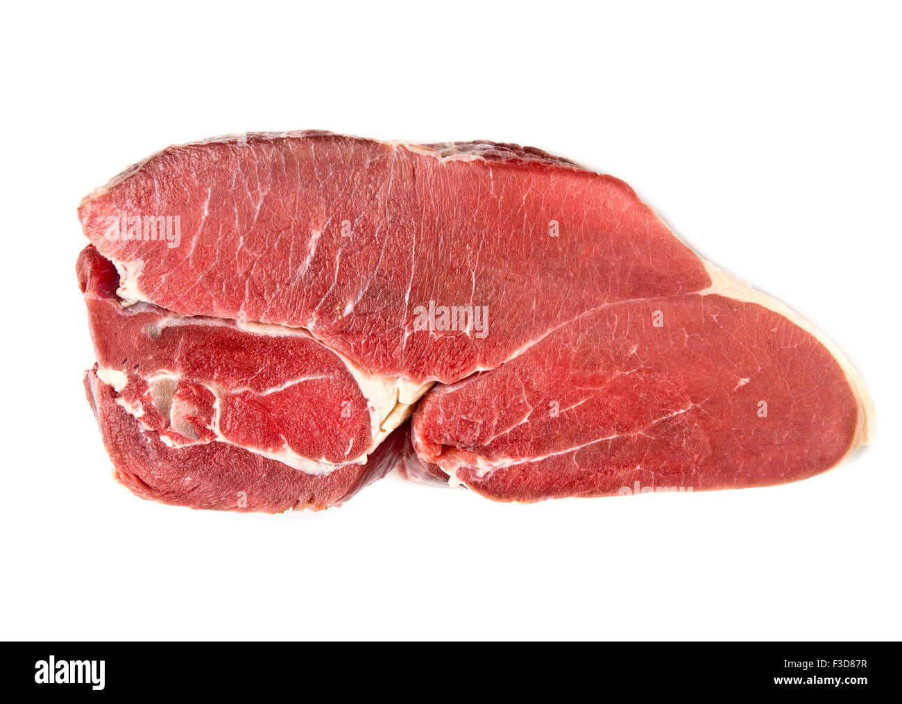 Frisches rohes Rindfleisch Fleisch Stück schließen sich isoliert Stockfoto