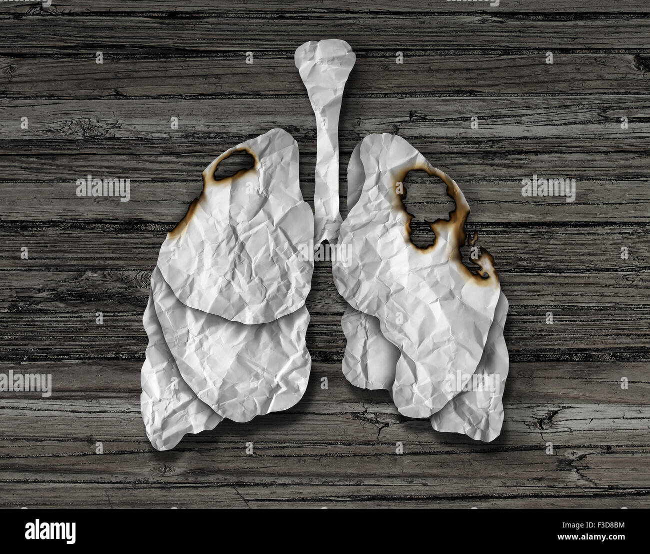 Menschlichen Lunge-Krebs-Konzept oder Krankheit und Verlust menschlichen Lunge Gesundheitsversorgung symbol als ein Rückgang der Atemfunktion, verursacht durch eine Stockfoto