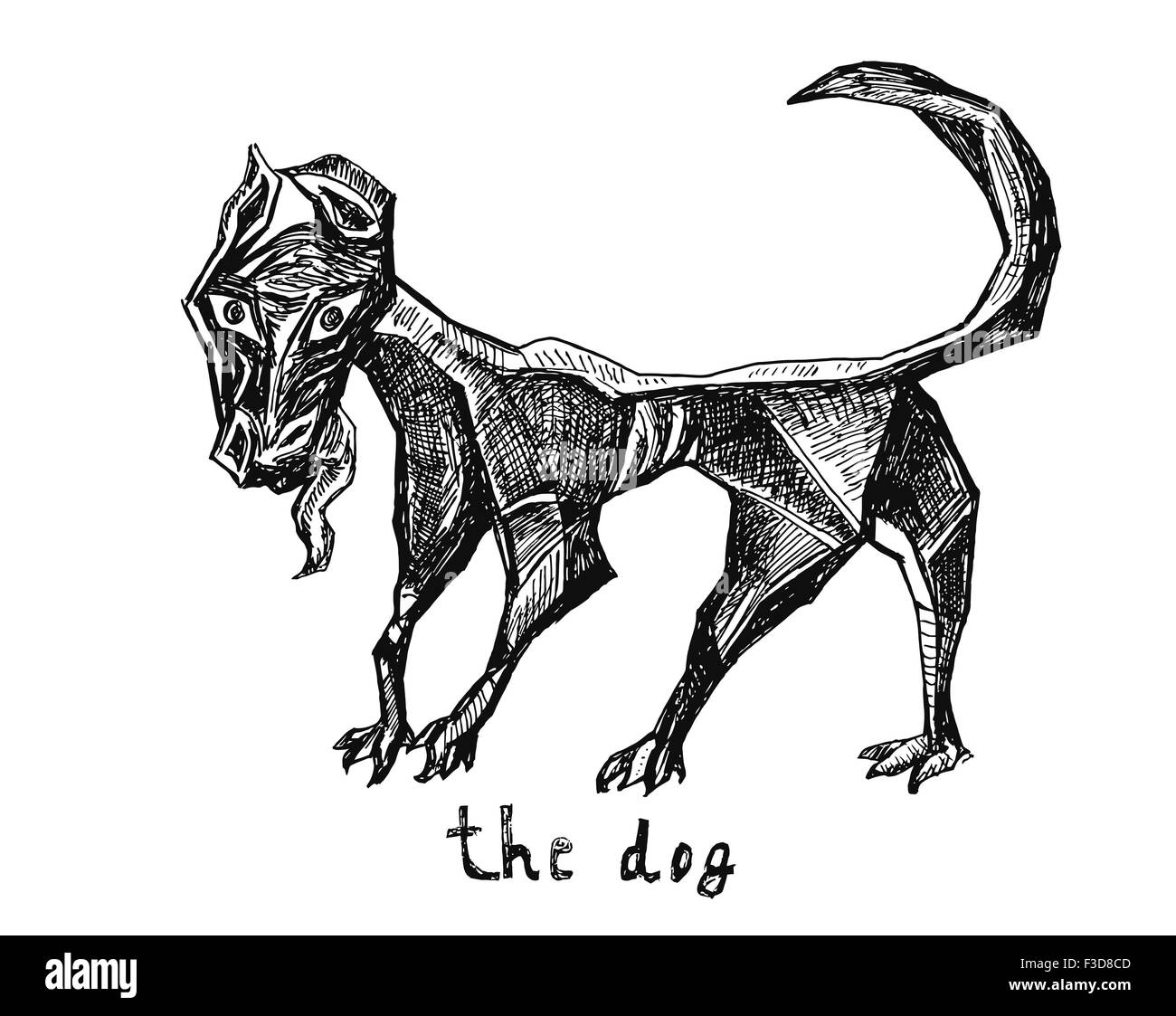 Vektor Hand gezeichnete Skizze eines Hundes in abstrakten Stil. Stock Vektor