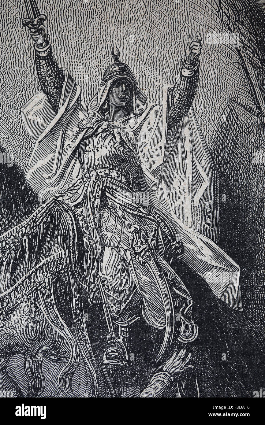 Saladin (1137/38-1193). Sultan von Ägypten und Syrien. Gegen die Europäische Kreuzfahrer. Stich von Gustave Dore (1832-1883). Stockfoto