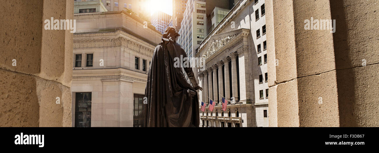Blick auf die Statue von George Washington Stockfoto