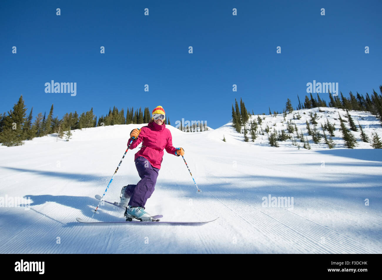 Frau, Abfahrt Stockfoto Frau, Abfahrt Stockfoto