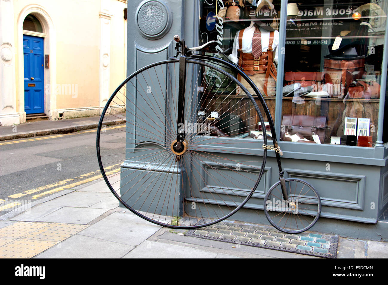 hohes Rad Fahrrad in London England Stockfoto