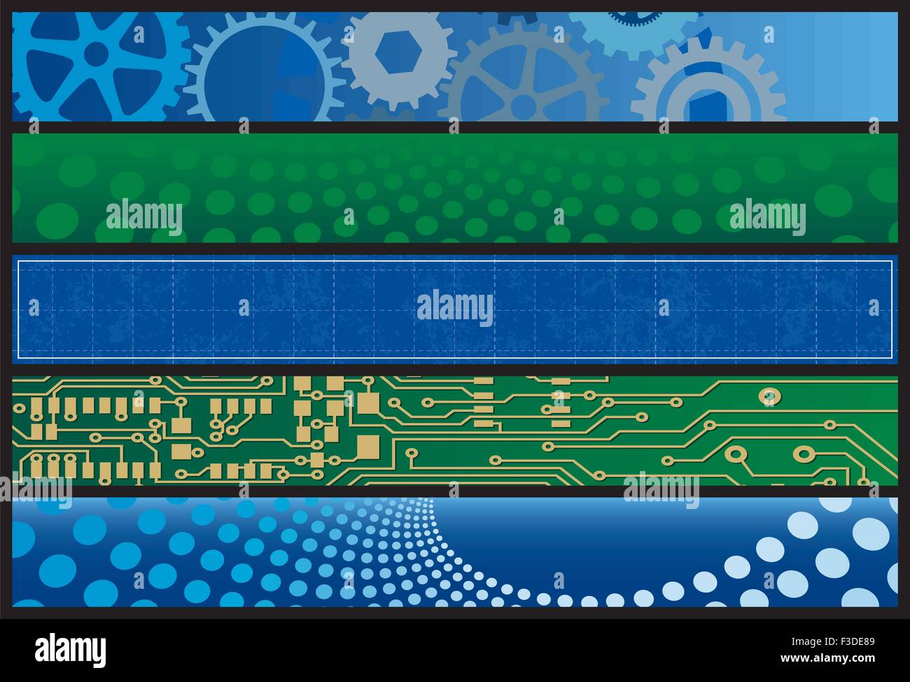Technik Web-Banner. Geschichtete EPS-Datei für die einfache Bearbeitung Stock Vektor