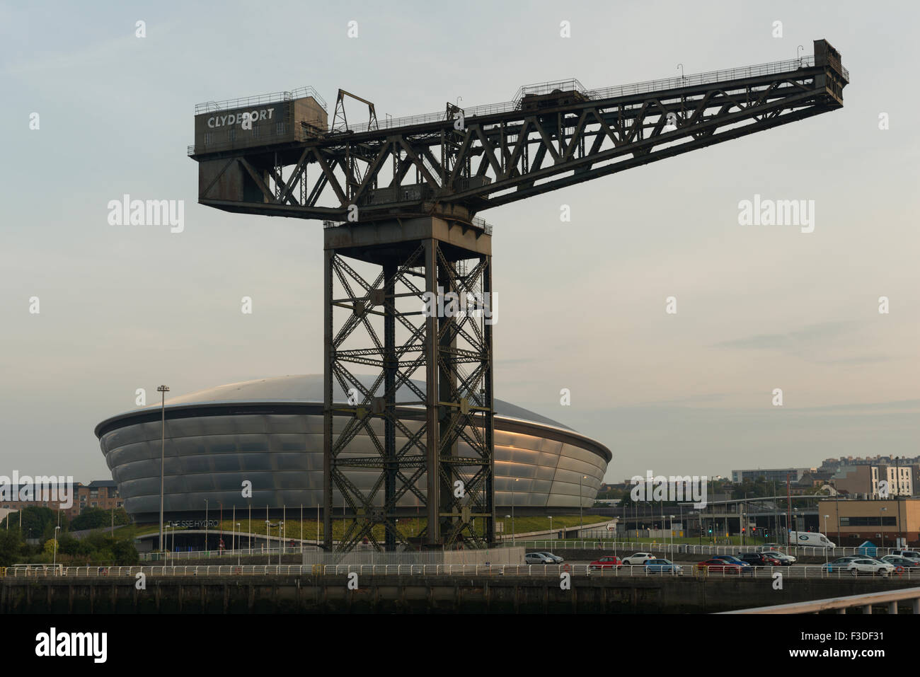 Finnieston Kran und SSE Hydro concert Hall, Finnieston, Glasgow, Schottland, UK, Stockfoto