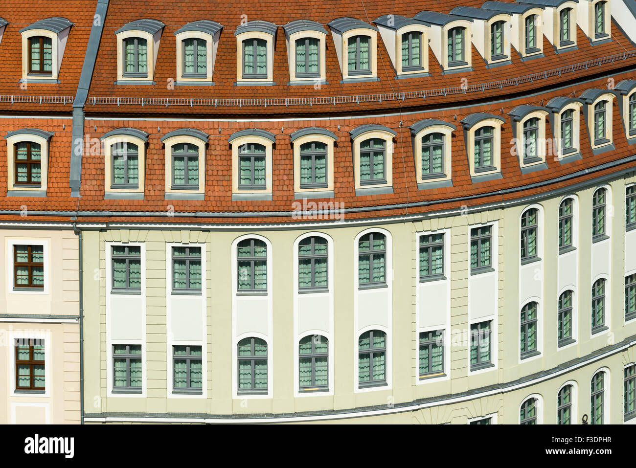 Luftaufnahme der Fassade in der Nähe im historischen Zentrum, Dresden, Sachsen, Deutschland Stockfoto