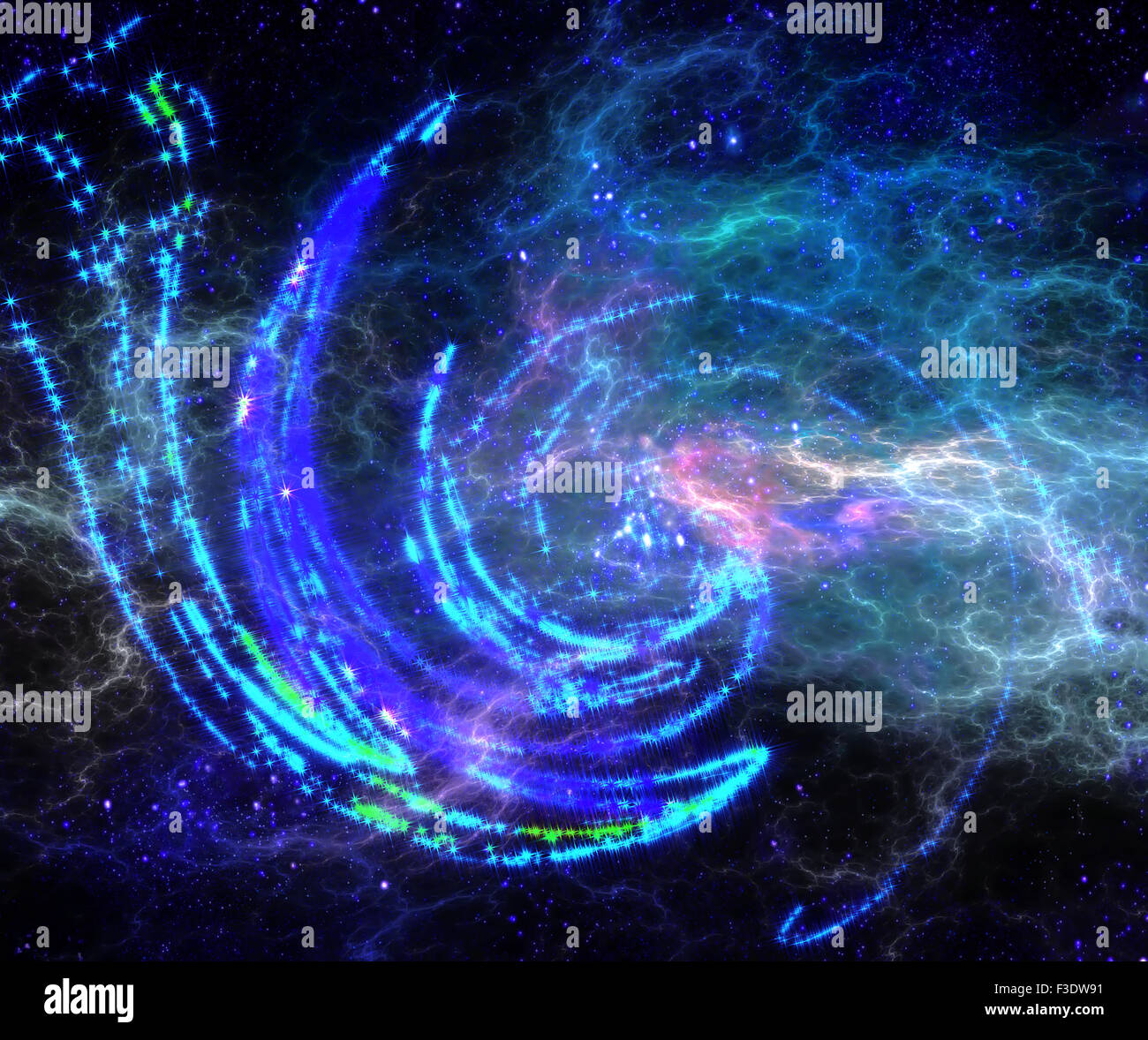 Abstrakte Spirale Stern mit einem transluzenten interstellaren Gas. Fraktale Kunst Grafik Stockfoto