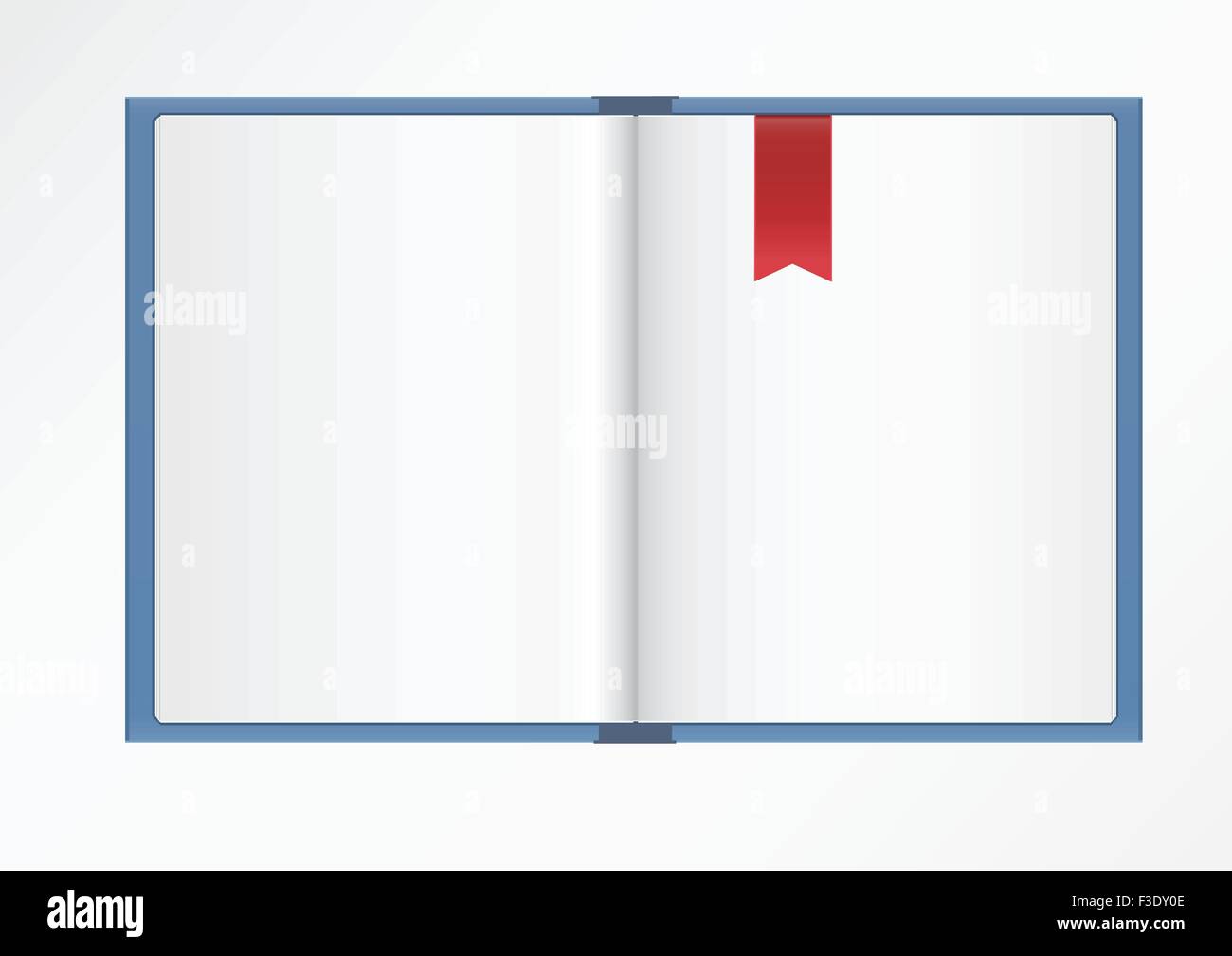 leere offenes Buch mit roten Lesezeichen auf hellem Hintergrund Stock Vektor