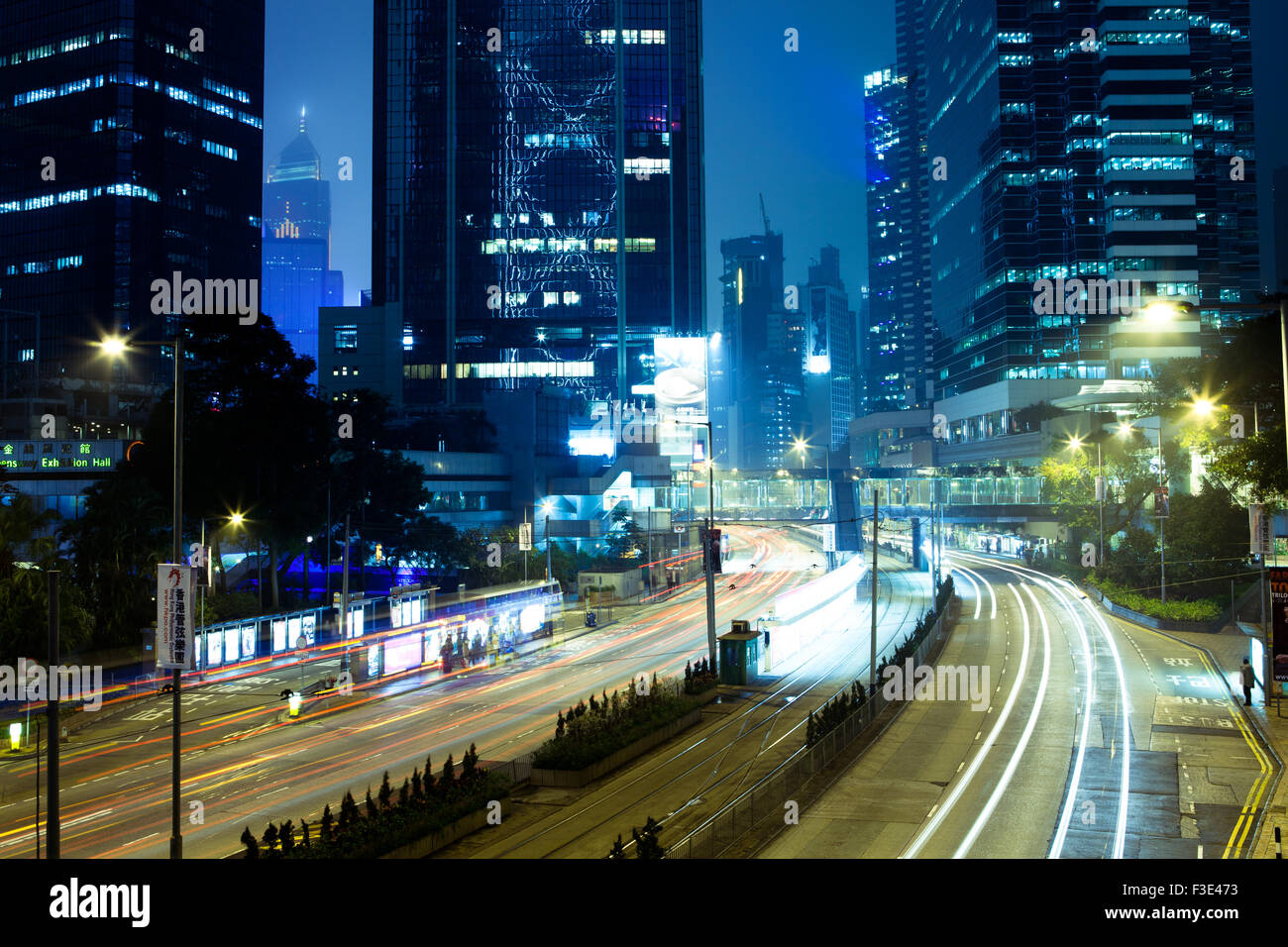 Zentraler Bezirk in der Nacht, Hong Kong, 13. März 2012. Stockfoto