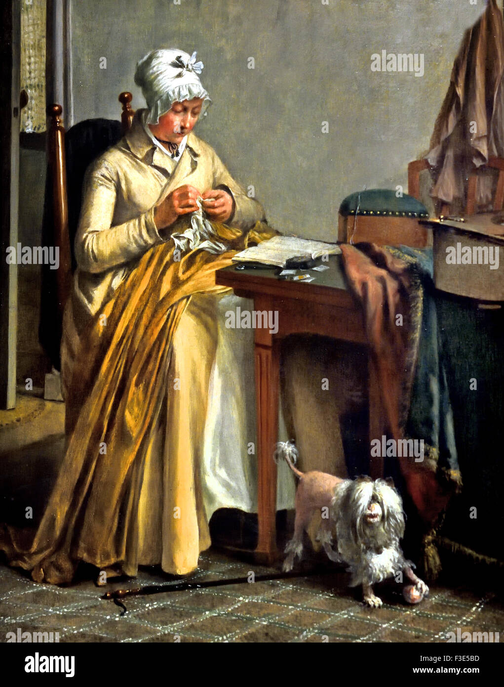 Innenraum mit Frau Nähen 1800-1810 Wybrand Hendriks 1744-1831 Niederlande Niederlande Stockfoto