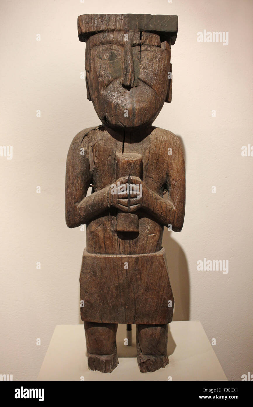 Hölzerne Skulptur Chimu Kaiserzeit 1300-1532 n. Chr. Stockfoto