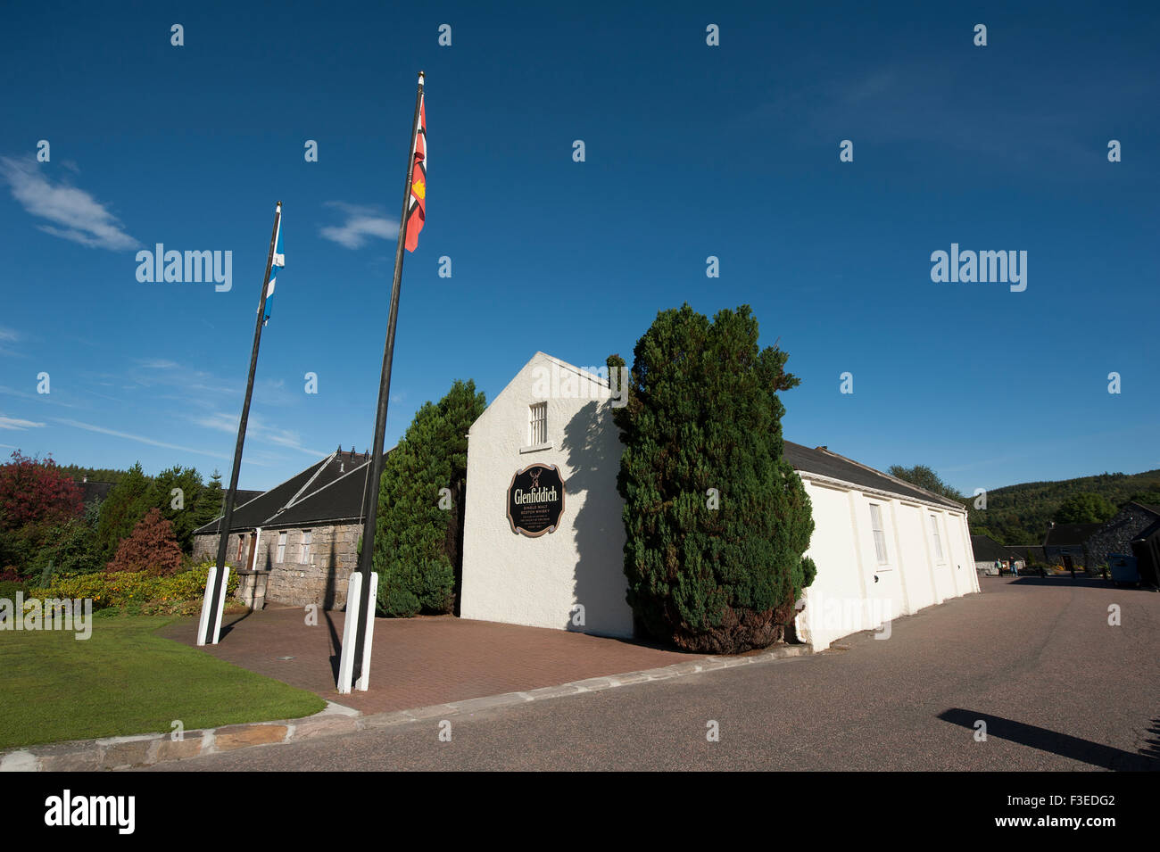 Die Welt berühmten WM Grant & Söhne Whiskeybrennerei in Dufftown in Banffshire Schottland Vereinigtes Königreich.  SCO 10.105. Stockfoto