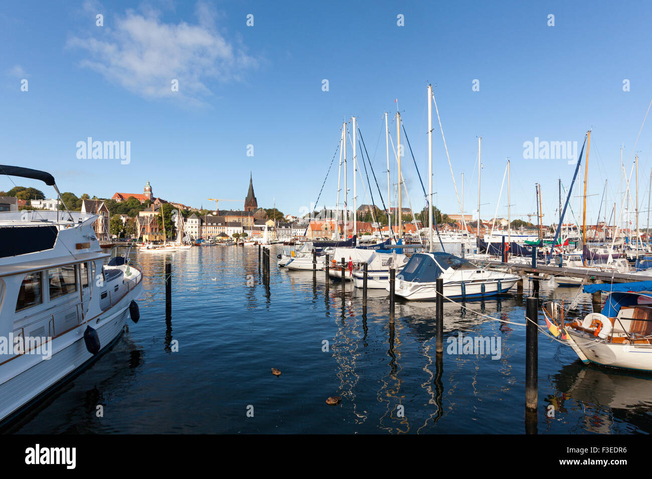 Flensburg, Blick vom Yachthafen in Fruerlund Viertel Stockfoto