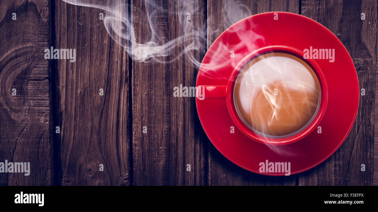 Draufsicht auf roter Teetasse Stockfoto