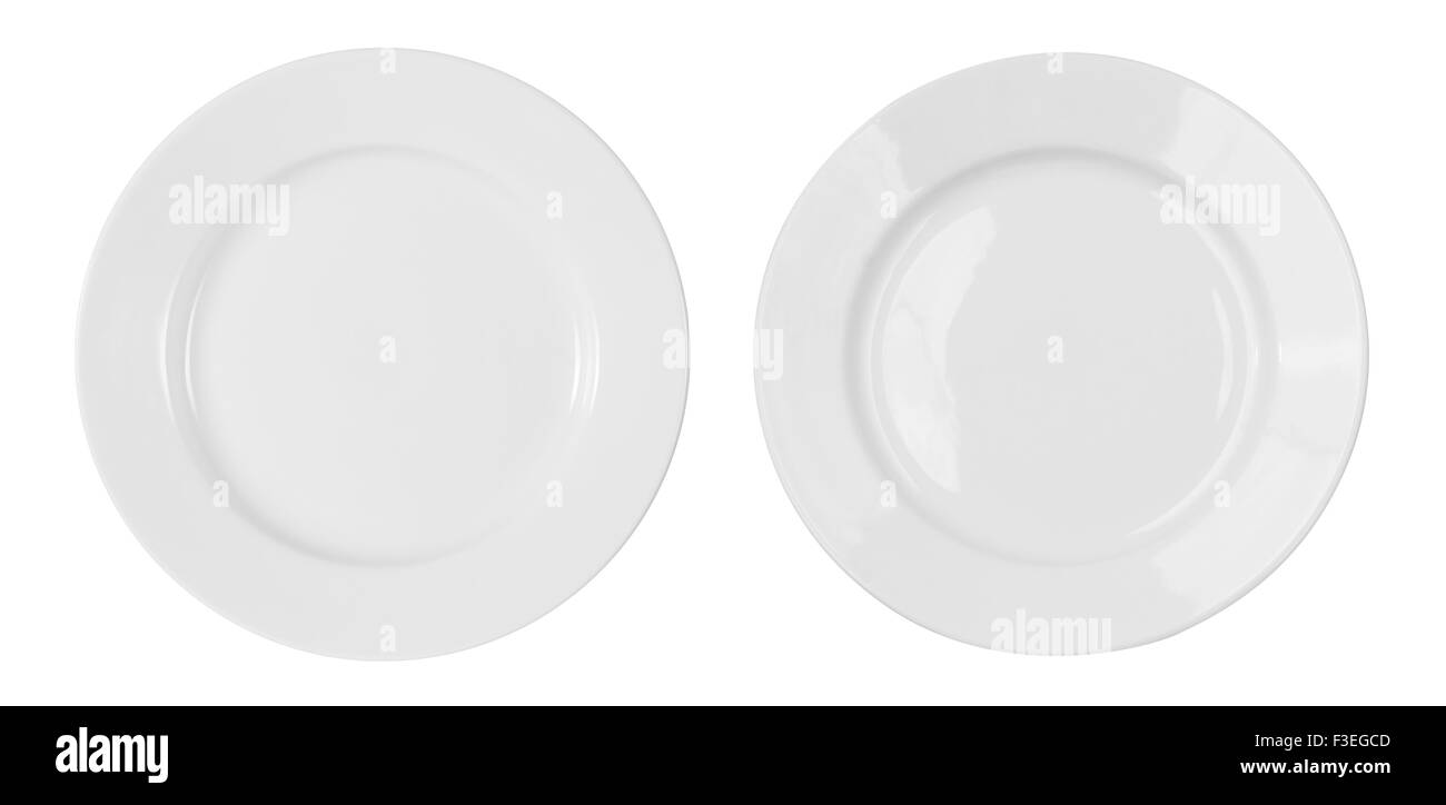 weiße Platten isoliert auf weiss mit Beschneidungspfad enthalten Stockfoto