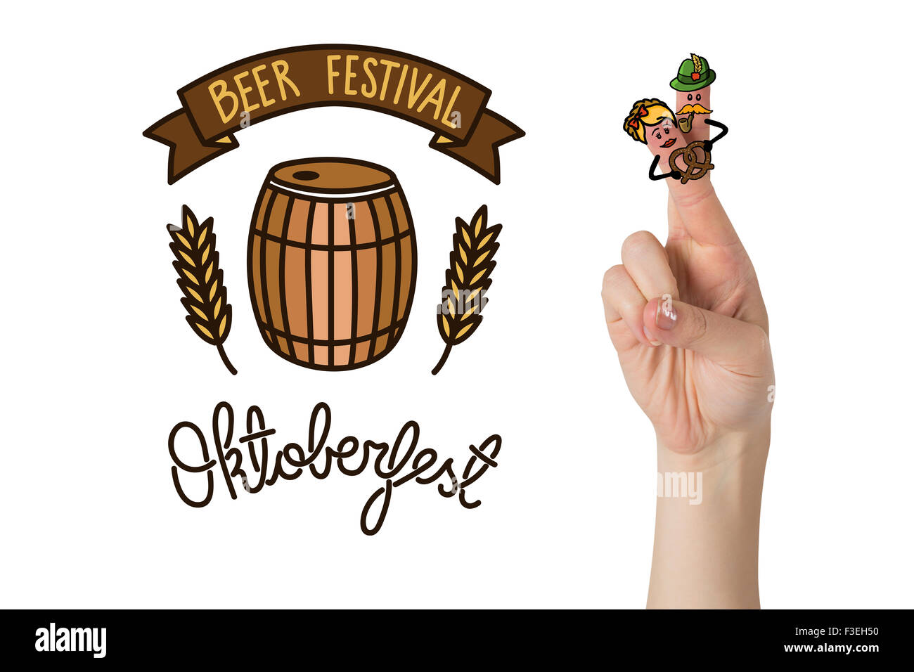 Zusammengesetztes Bild Oktoberfest Charakter Finger Stockfoto