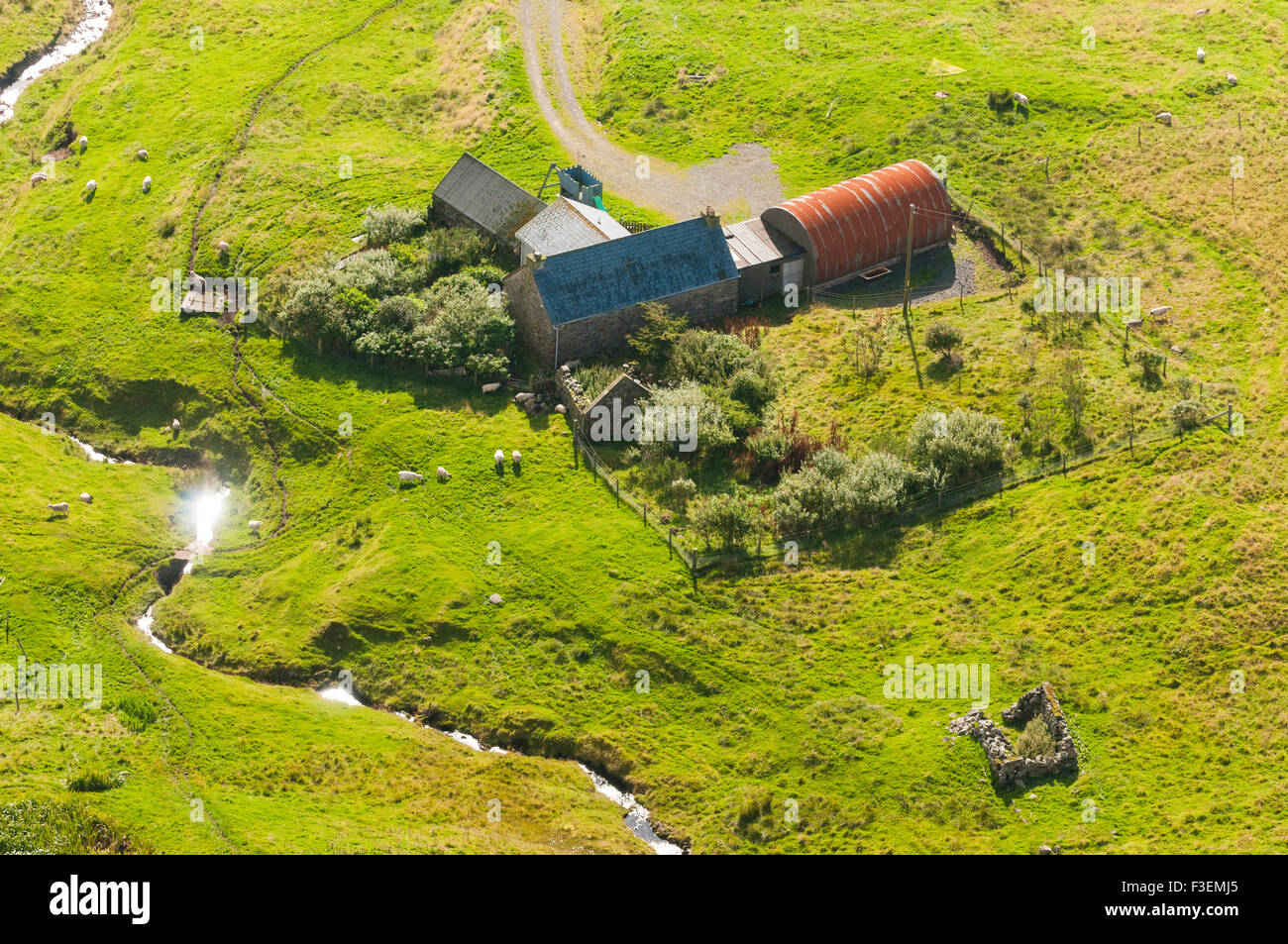 Kleine Farm auf den Shetlands Stockfoto