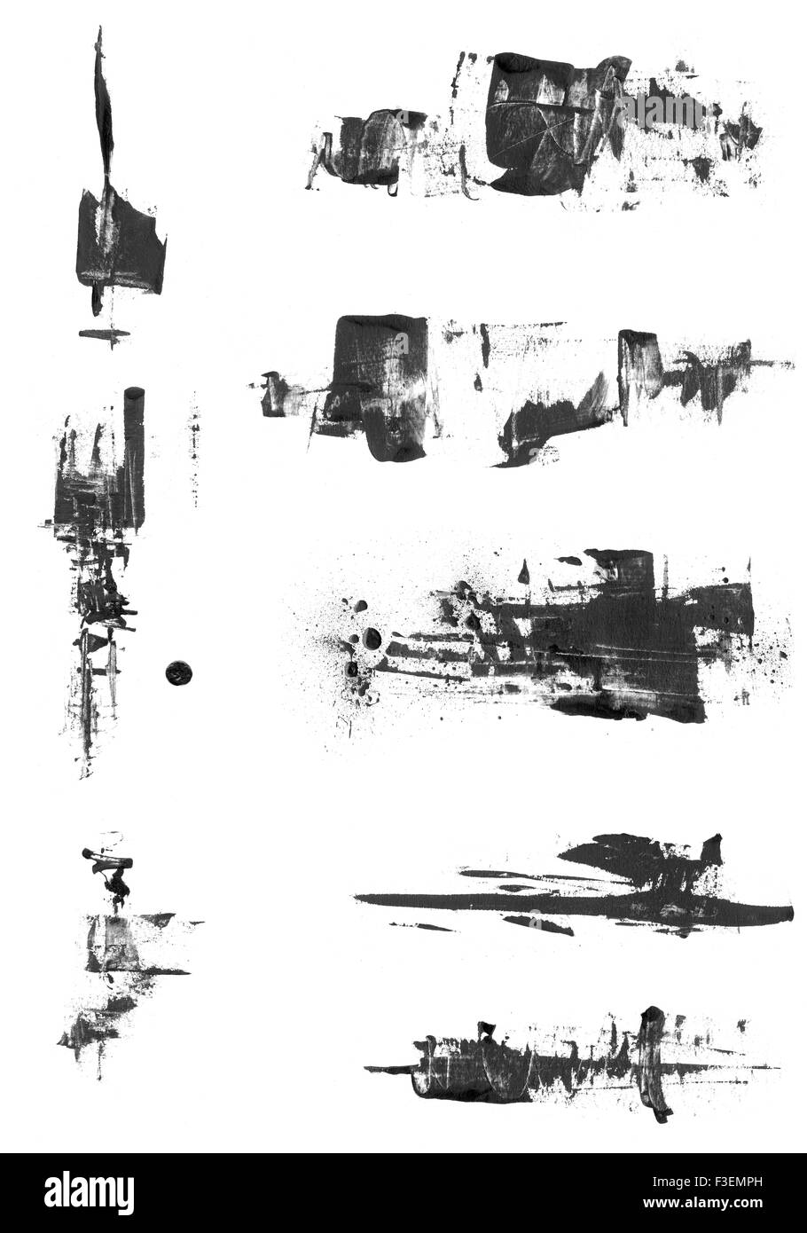 Satz von Grunge texturiert abstrakte Tinte Elemente Stockfoto