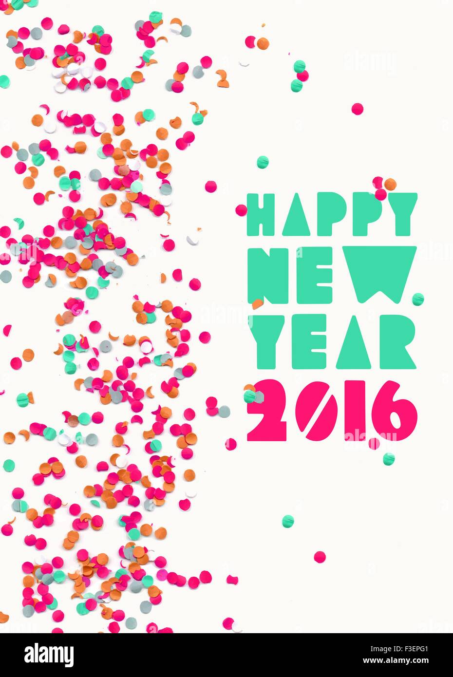 Frohes neues Jahrfeier 2016 mit Party Konfetti Vorlagenhintergrund. Ideal für Urlaub Grußkarte, Poster print und Web. Stock Vektor