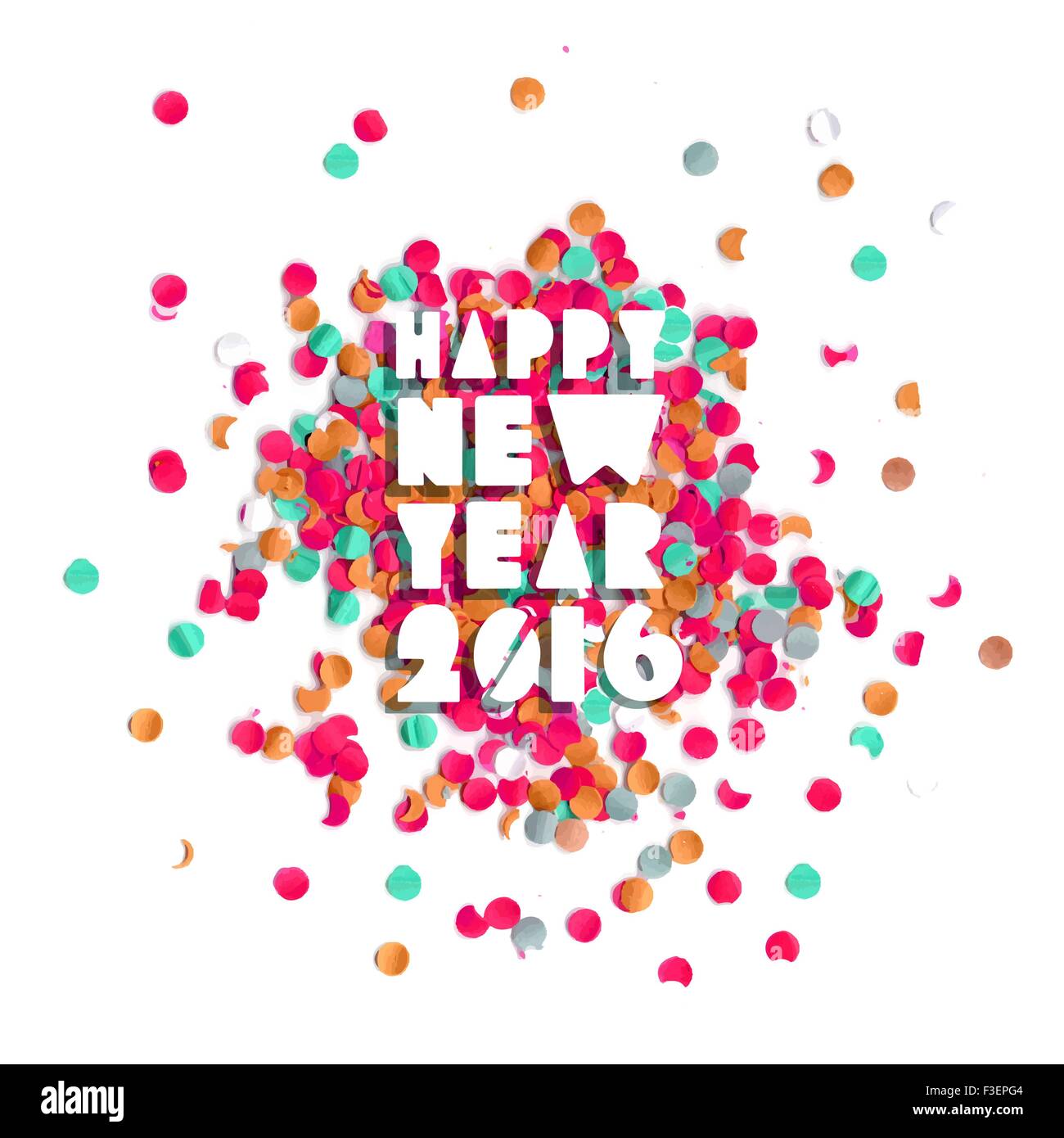 Frohes neues Jahrfeier 2016 mit Party Konfetti Vorlagenhintergrund. Ideal für Urlaub Grußkarte, Poster print und Web. Stock Vektor