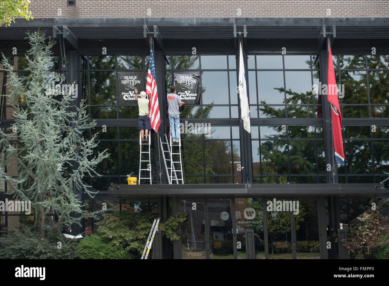 Warner Music Nashville Banner hängen Musik Stockfoto