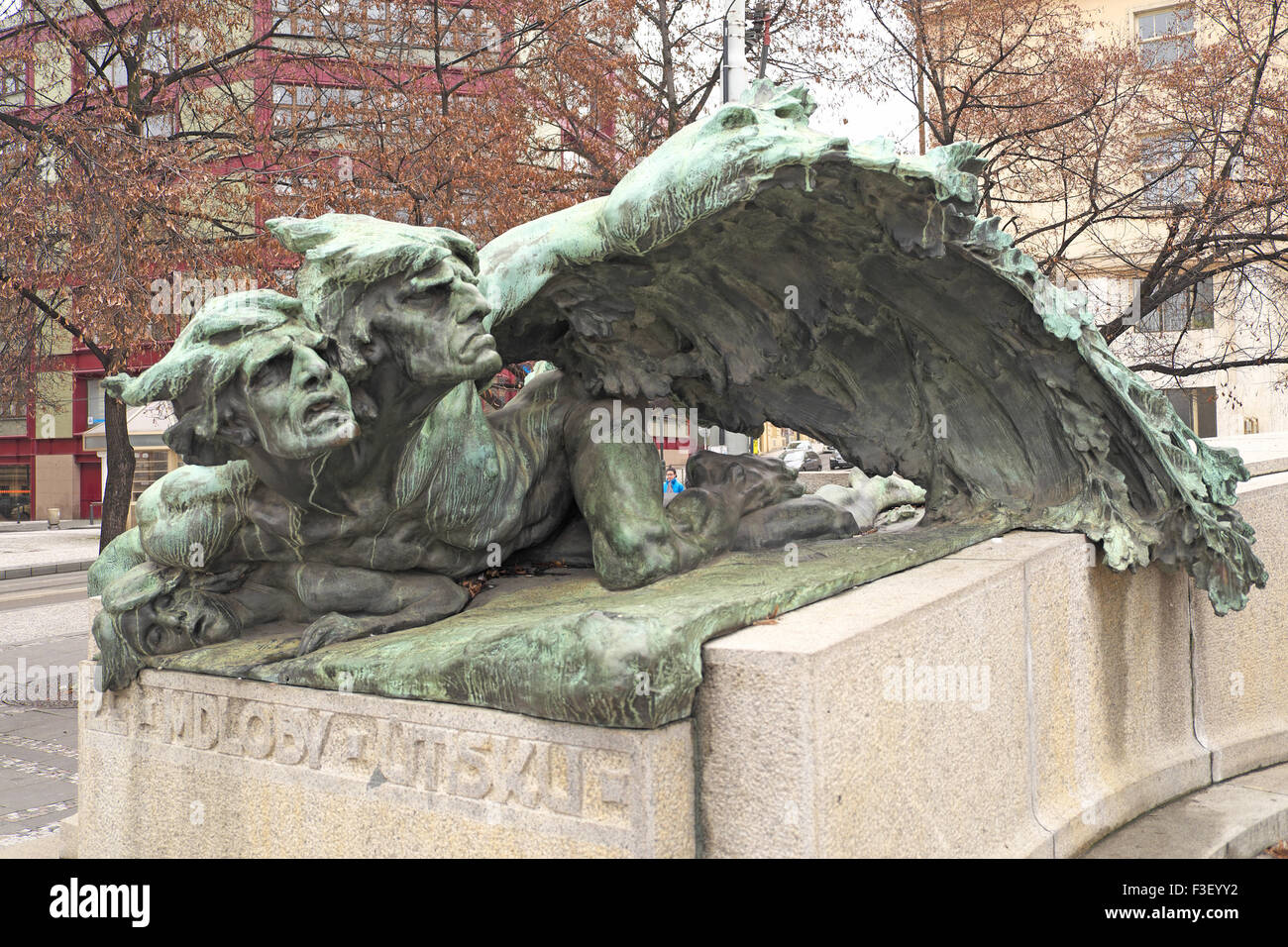 Dämonen und Unschuldigen, Teil der palacky Denkmal, palacky Square, Prag, Tschechische Republik. Stockfoto