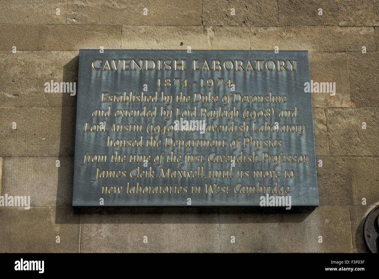 Am Cavendish-Laboratorium in Cambridge Stockfoto