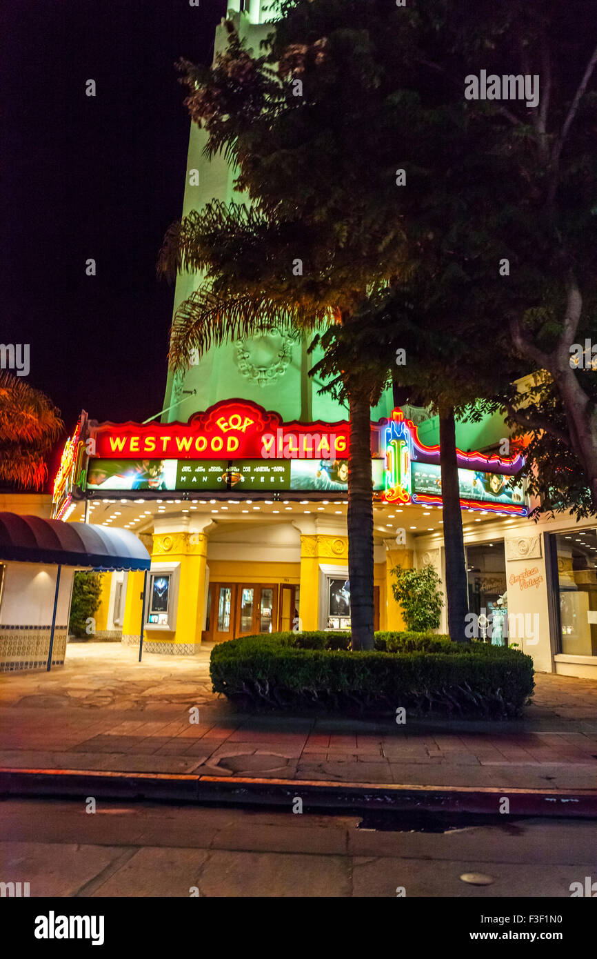 Das Fox Theater in Westwood Village in der Nacht Los Angeles Kalifornien Stockfoto
