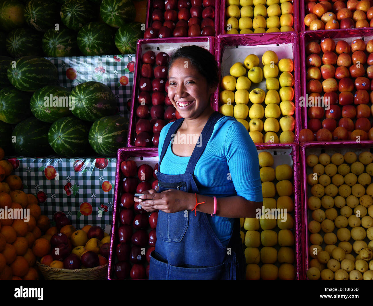 Obstverkäufer in Cholula, Mexiko Stockfoto