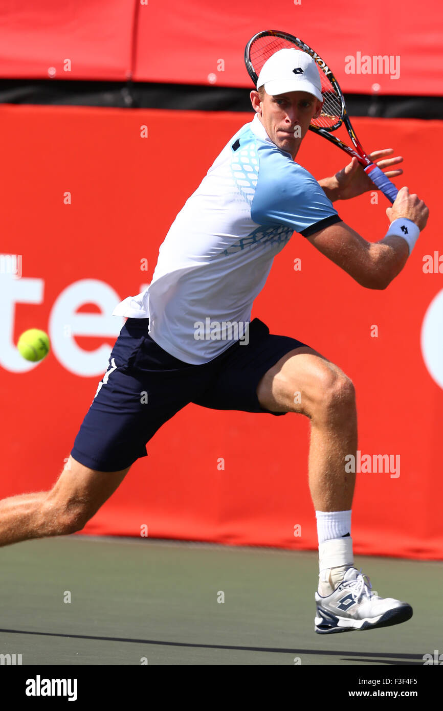 Ariake Coliseum, Tokio, Japan. 6. Oktober 2015. Kevin Anderson (RSA), 6. Oktober 2015 - Tennis: Rakuten Japan Open Tennis Championships 2015, das erste Spiel zwischen Gilles Muller (LUX) - Kevin Anderson (RSA) im Ariake Coliseum, Tokio, Japan. © Shingo Ito/AFLO SPORT/Alamy Live-Nachrichten Stockfoto