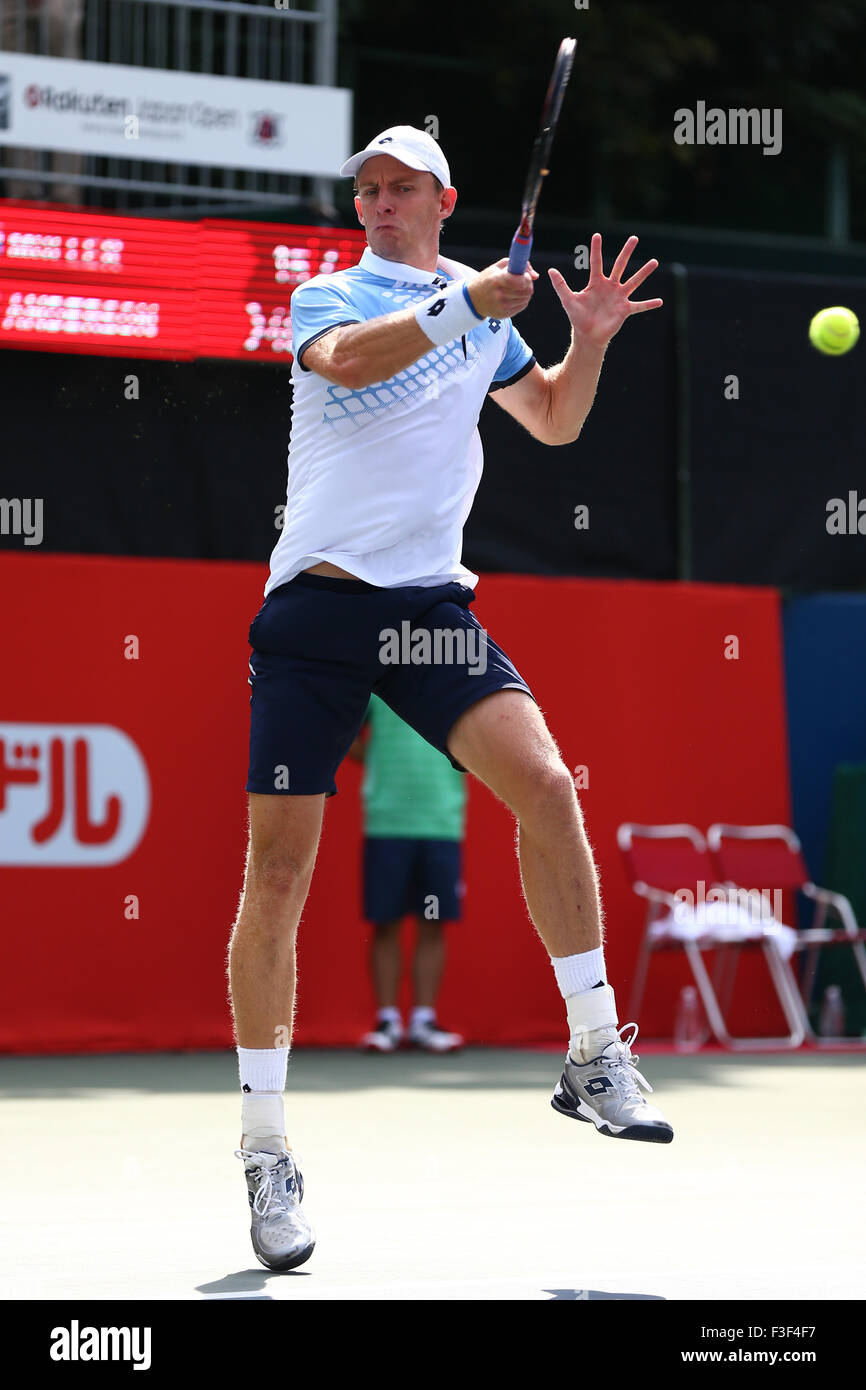 Ariake Coliseum, Tokio, Japan. 6. Oktober 2015. Kevin Anderson (RSA), 6. Oktober 2015 - Tennis: Rakuten Japan Open Tennis Championships 2015, das erste Spiel zwischen Gilles Muller (LUX) - Kevin Anderson (RSA) im Ariake Coliseum, Tokio, Japan. © Shingo Ito/AFLO SPORT/Alamy Live-Nachrichten Stockfoto