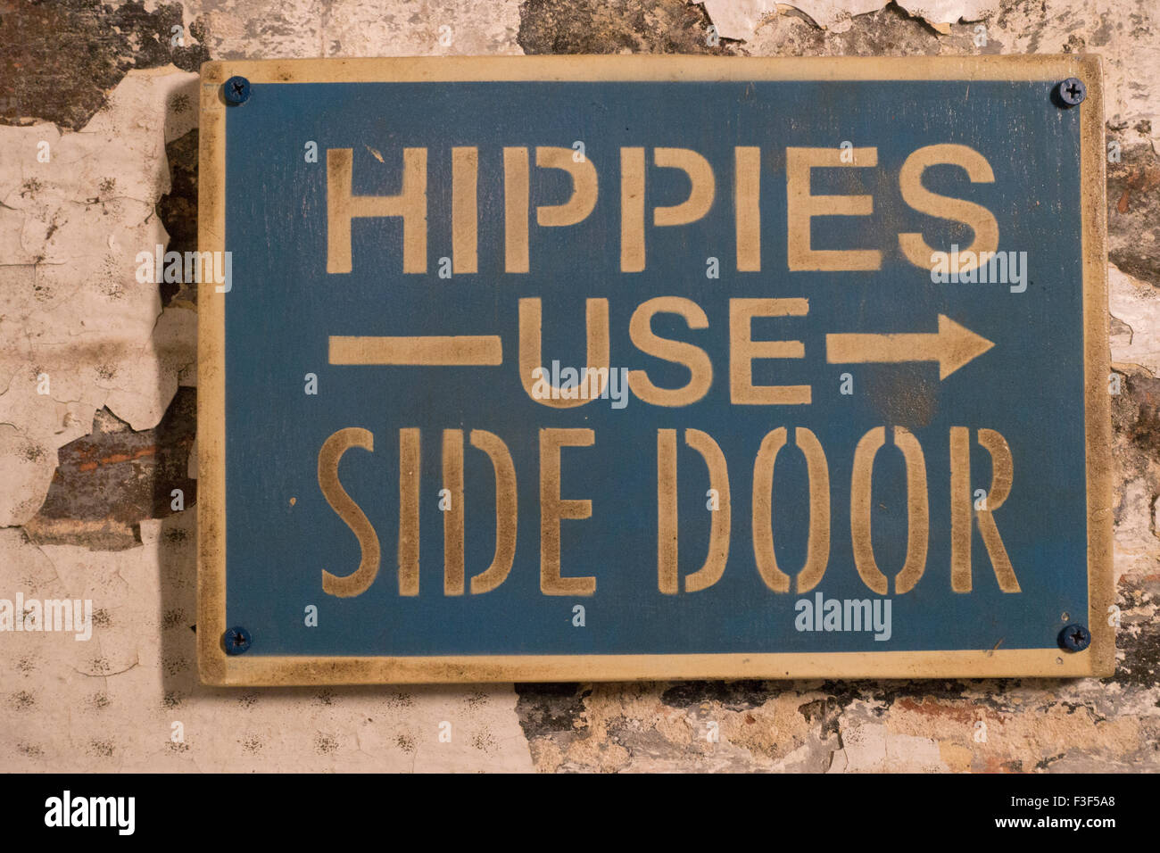 Hippies verwenden Seite Türschild Nashville Tennessee Stockfoto