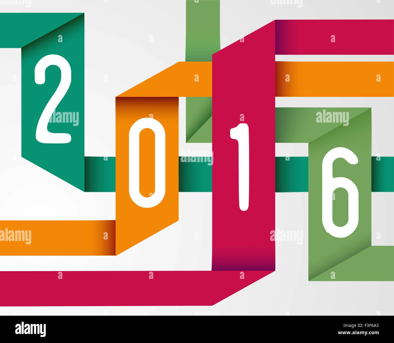 Frohes neues Jahr 2016 Urlaub Origami einfache Grusskarte Hintergrundfarbe. EPS10 Vektor. Stock Vektor