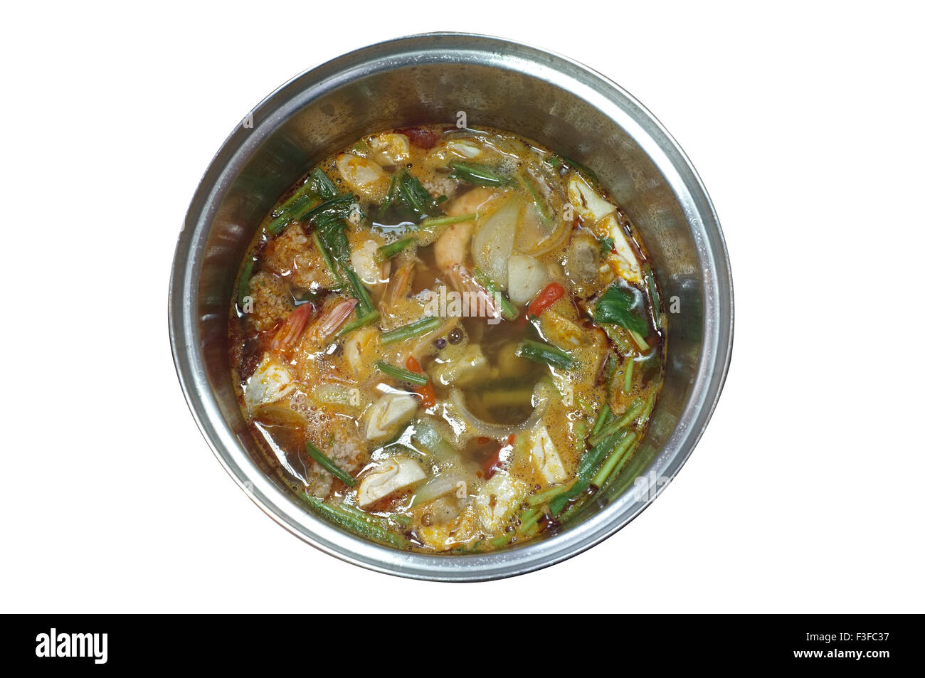 Tom Yam, Thai traditionelle Speisen, scharfe Nudelsuppe Stockfoto