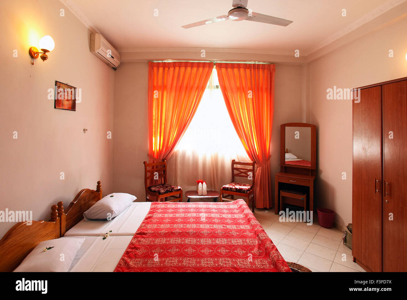 Schlafzimmer, Hotelzimmer, Kandy, Colombo, Ceylon, Sri Lanka, Demokratische Sozialistische Republik Sri Lanka, Asien Stockfoto