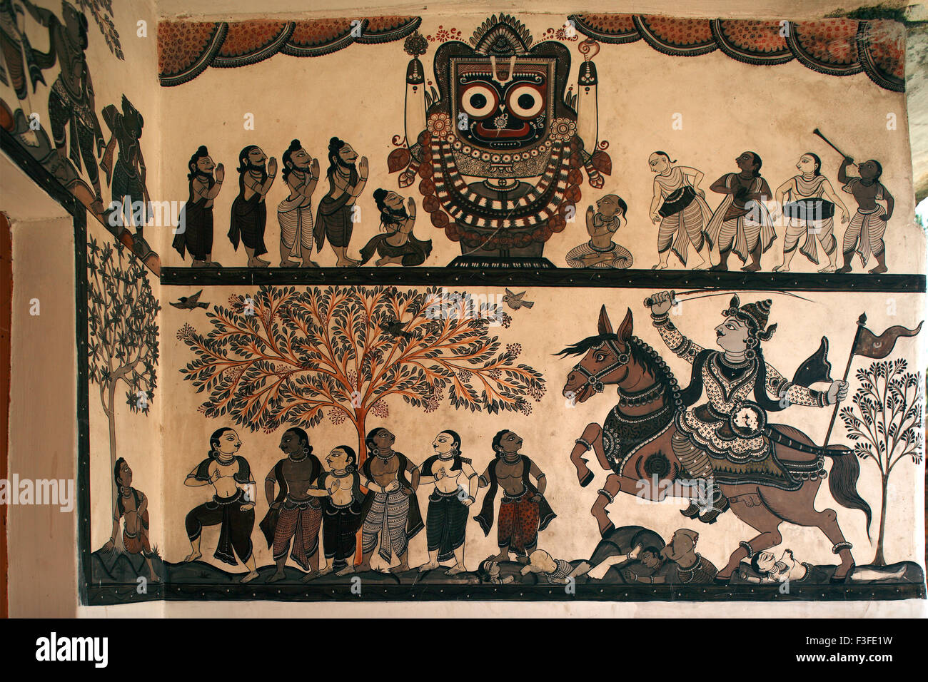 Wandmalerei Raghurajpur Kunst- und Kunsthandwerksdorf in der Nähe von Puri Orissa Odisha Indien indisches Kunsthandwerk asiatisches Kunsthandwerk Stockfoto