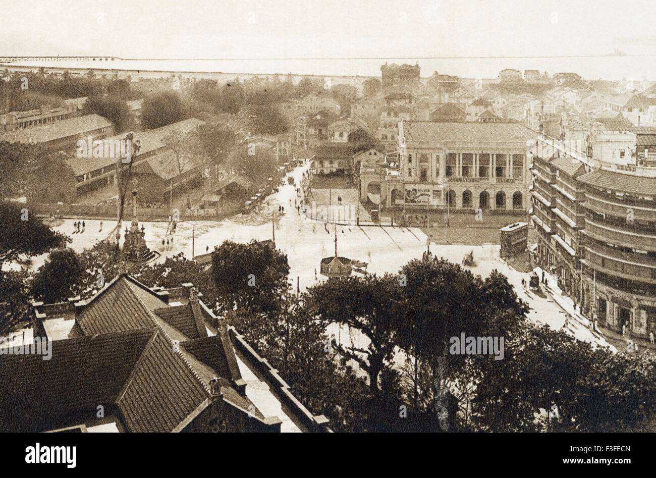 Alte Bild Jahrgang 1900s ; Bombay von St. Xavier Schule oben von Dhobi Talao und Jer Mahal und Framjee Cowasjee Halle ; Bombay jetzt Mumbai ; Maharashtra ; Indien Stockfoto