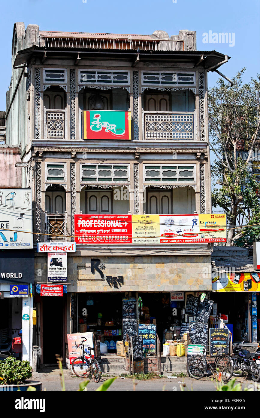 Altes Haus; Pune; Maharashtra; Indien Stockfoto