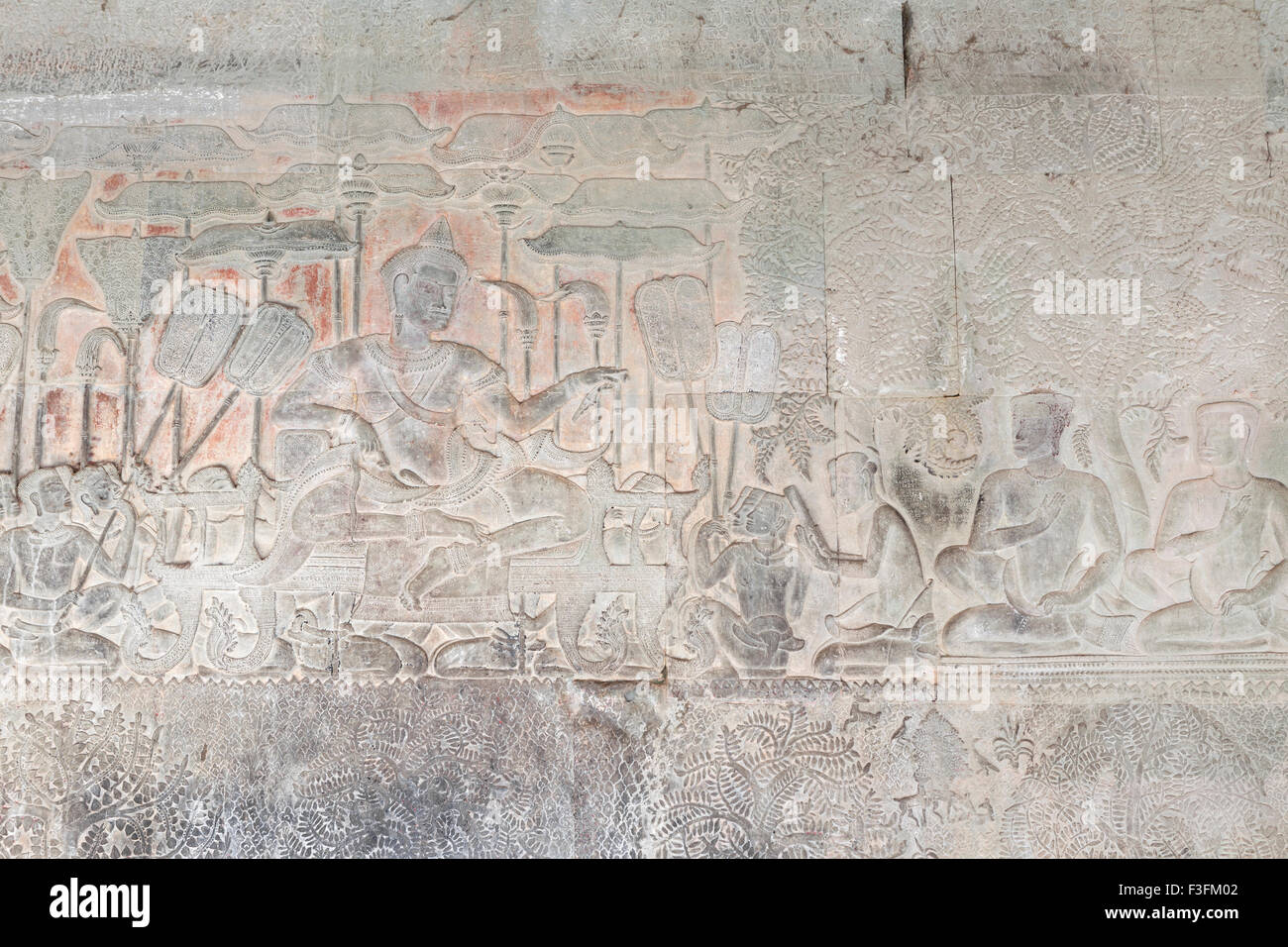 Bas-Reliefs auf der südlichen Galerie von Angkor Wat, Kambodscha Stockfoto