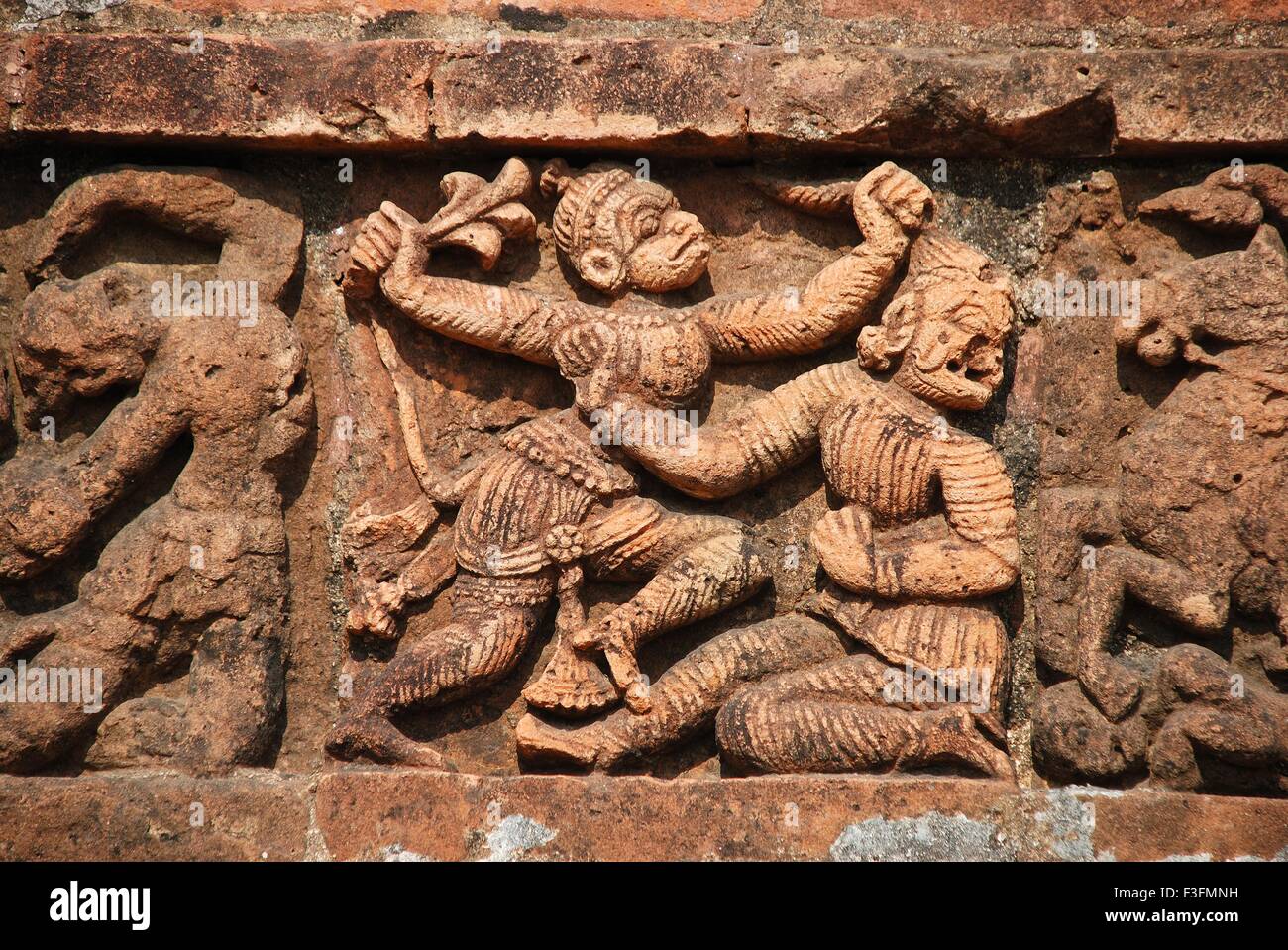 Terrakotta Kunst an Wand von Madan Mohan Tempel; Vishnupur; Westbengalen; Indien Stockfoto