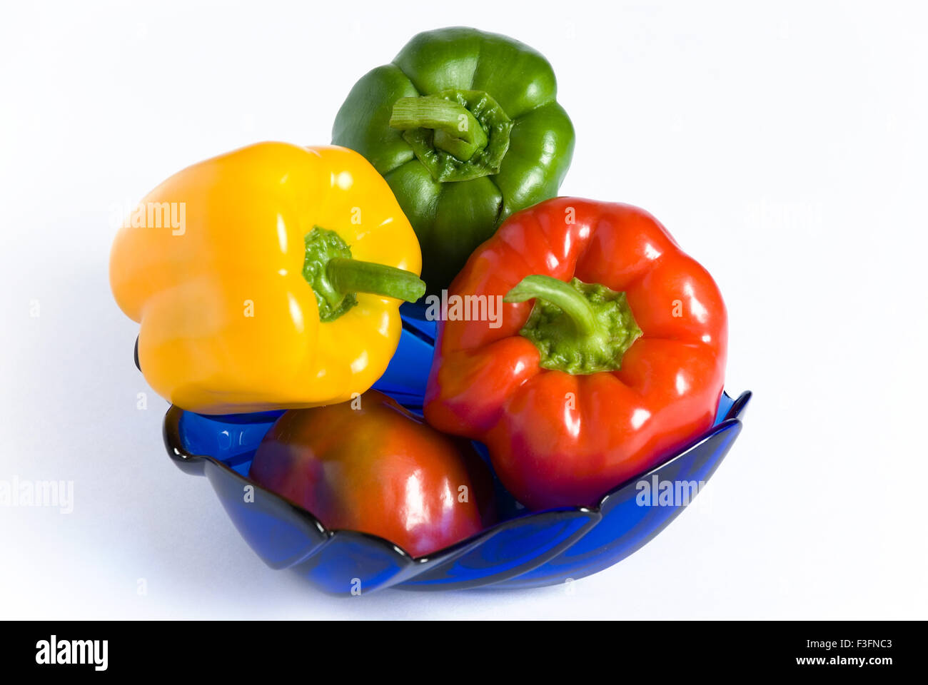 Die Paprika; Paprika rot; Grün; & gelb stammt aus Mexiko Stockfoto